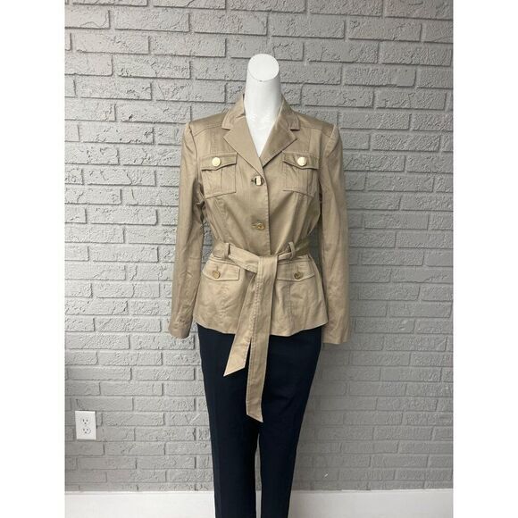 Anne Klein Women Tan Stretch Utility Jacket With 12P - Picture 1 of 10
